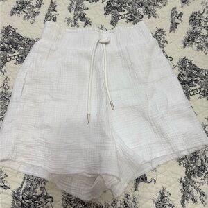 High Waist White Gauze Shorts